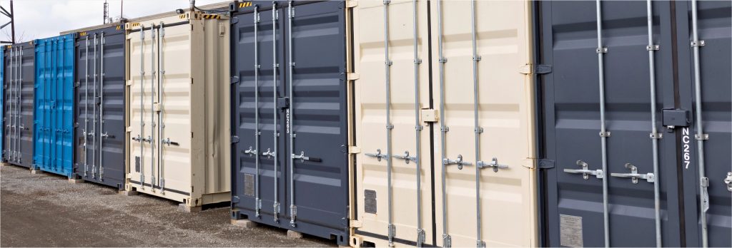 row of shipping containers used for storage