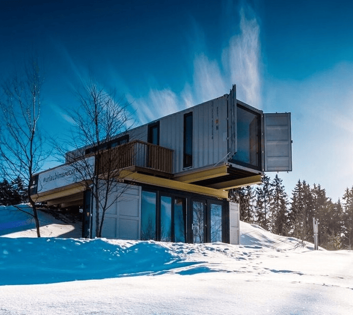 multi level home built from customizable shipping containers durable enough for winter