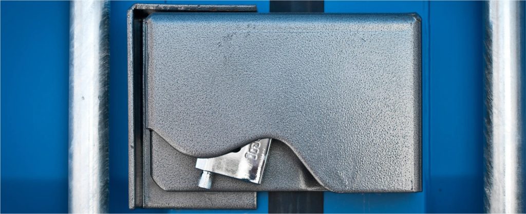 lock box used to secure shipping containers for mobile storage