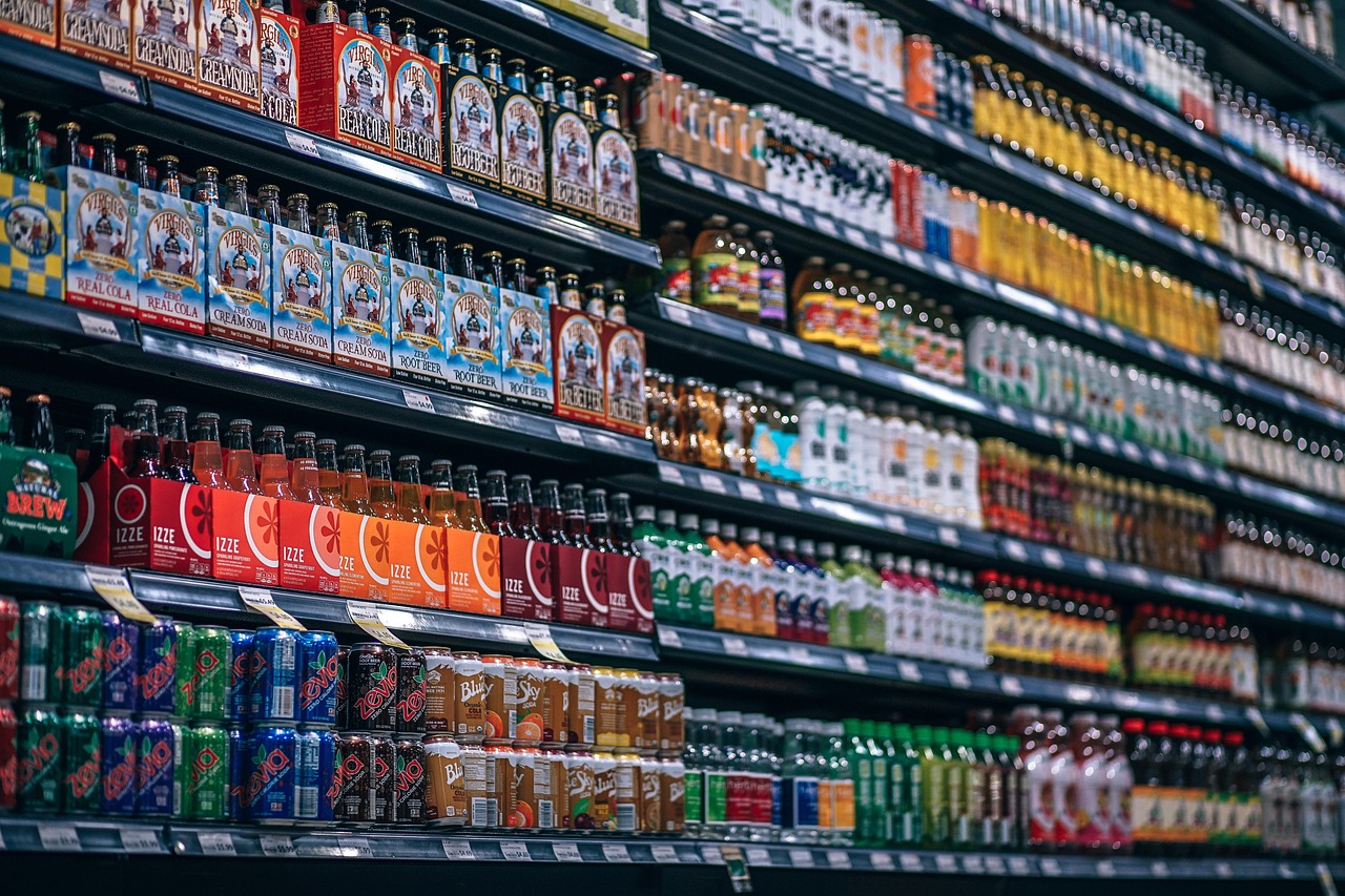 pop on shelves in a convenience store.
